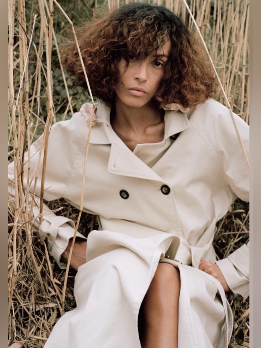Zara NWT Beige Oversized Double Breasted Trench Coat S-M 4-Way Stretch
